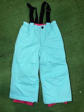 Pulse Aqua Kids Snow Overalls with Black Suspenders